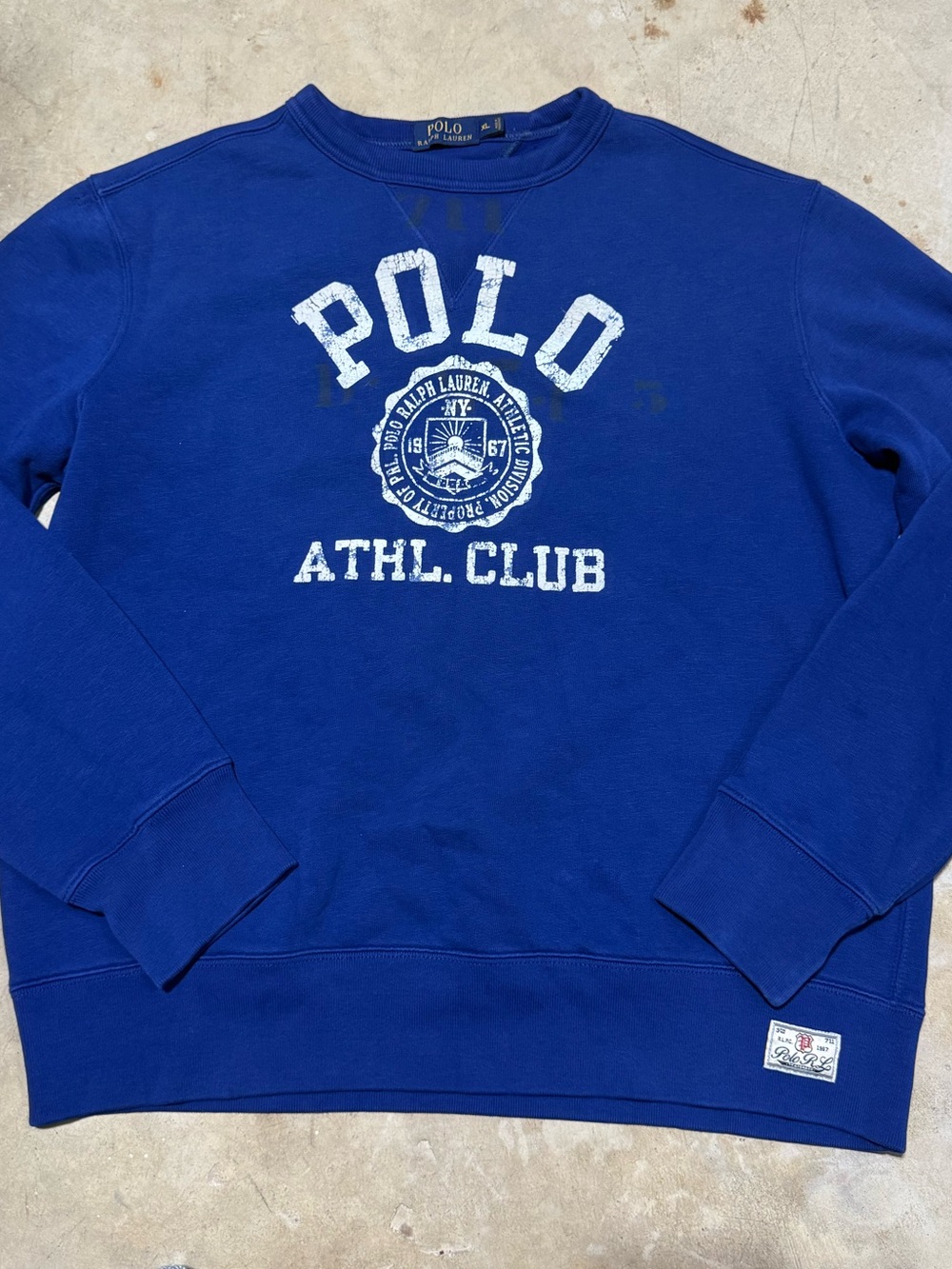 Polo Ralph Lauren RL Athletic Club Blue USA Sweatshirt Mens XL Crest Logo